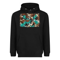 Black Cowhide Turquoise Glitter Heavyweight Hoodie - FaDigitalArtStudio
