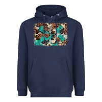 Navy Cowhide Turquoise Glitter Heavyweight Hoodie - FaDigitalArtStudio