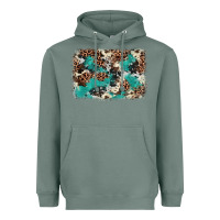 Sage Cowhide Turquoise Glitter Heavyweight Hoodie - FaDigitalArtStudio