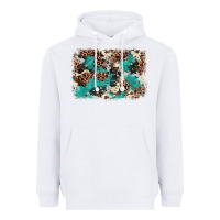 White Cowhide Turquoise Glitter Heavyweight Hoodie - FaDigitalArtStudio