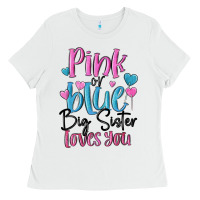 White pink or blue big sister loves you Ladies Tee - MaliasSmallBusiness