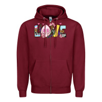 Burgundy Easter Day Love Easter Zipper Hoodie - OliviaCreatesArt