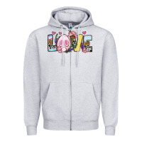 Heather Grey Easter Day Love Easter Zipper Hoodie - OliviaCreatesArt