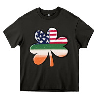 Asphalt st patricks day shamrock american flag Heavy Core Tee - MaliasSmallBusiness