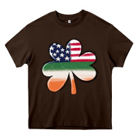 St Patricks Day Shamrock American Flag Heavy Core Tee | Teevron