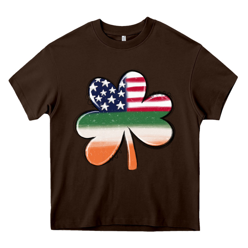 St Patricks Day Shamrock American Flag Heavy Core Tee by MaliasSmallBusiness | Teevron