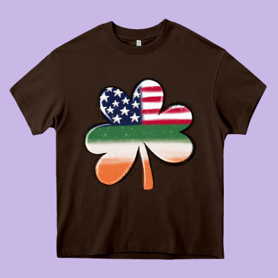 St Patricks Day Shamrock American Flag Heavy Core Tee Designed By Maliassmallbusiness