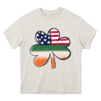 Cream st patricks day shamrock american flag Heavy Core Tee - MaliasSmallBusiness