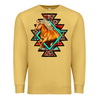 Antique Gold Aztec Symbol With Horse Premium Sweatshirt - FaDigitalArtStudio
