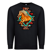 Black Aztec Symbol With Horse Premium Sweatshirt - FaDigitalArtStudio