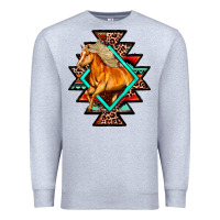 Heather Grey Aztec Symbol With Horse Premium Sweatshirt - FaDigitalArtStudio