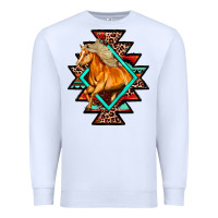 White Aztec Symbol With Horse Premium Sweatshirt - FaDigitalArtStudio