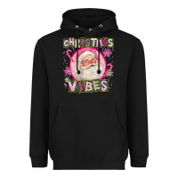 Black Pink Christmas Vibes Santa Heavyweight Hoodie - FaDigitalArtStudio