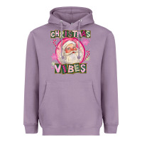 Lavender Pink Christmas Vibes Santa Heavyweight Hoodie - FaDigitalArtStudio