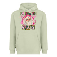 Matcha Pink Christmas Vibes Santa Heavyweight Hoodie - FaDigitalArtStudio