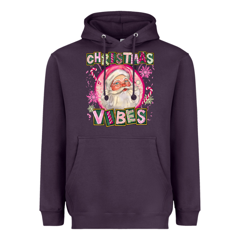 Pink Christmas Vibes Santa Heavyweight Hoodie by FaDigitalArtStudio | Teevron