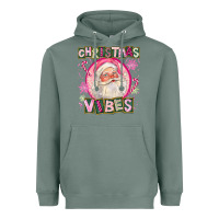 Sage Pink Christmas Vibes Santa Heavyweight Hoodie - FaDigitalArtStudio