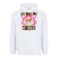 White Pink Christmas Vibes Santa Heavyweight Hoodie - FaDigitalArtStudio