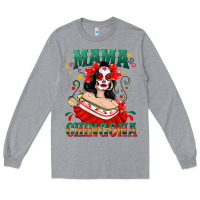 Heather Grey Mama Chingona Skull Long Sleeve Tee - texasbilliewilder