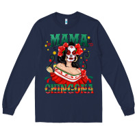 Navy Mama Chingona Skull Long Sleeve Tee - texasbilliewilder