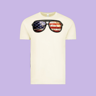 Amerıcan Flag Glasses Vintage Tee Designed By Barkaloodesign
