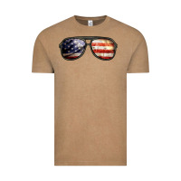 Vintage Coffee amerıcan flag glasses Vintage Tee - BarkalooDesign