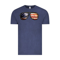 Vintage Denim amerıcan flag glasses Vintage Tee - BarkalooDesign