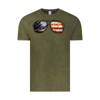 Vintage Olive amerıcan flag glasses Vintage Tee - BarkalooDesign