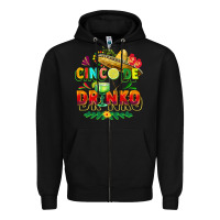 Black Cinco de drinko Zipper Hoodie - FaDigitalArtStudio