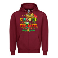 Burgundy Cinco de drinko Zipper Hoodie - FaDigitalArtStudio