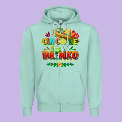 Cinco De Drinko Zipper Hoodie Designed By Fadigitalartstudio