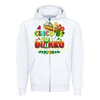 White Cinco de drinko Zipper Hoodie - FaDigitalArtStudio
