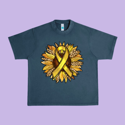 Child Cancer Awareness Sunflower Urban Heavy Tee Designed By Ranaportraitstore
