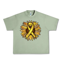 Oil Green Child Cancer Awareness Sunflower Urban Heavy Tee - RanaPortraitStore