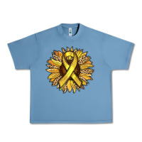 Pebble Blue Child Cancer Awareness Sunflower Urban Heavy Tee - RanaPortraitStore