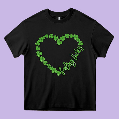 Shamrock Heart Felling Lucky Heavy Core Tee Designed By Maliassmallbusiness
