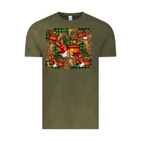 Vintage Olive Christmas Santa Claus peace hand Vintage Tee - Jasminsmagicworld
