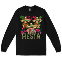 Black Let's Fiesta with gnomes Long Sleeve Tee - NancyCooperArtShop