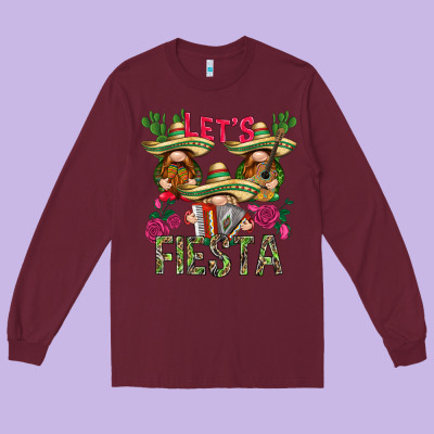 Let's Fiesta With Gnomes Long Sleeve Tee Designed By Nancycooperartshop