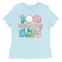 Baby Blue 100 mermazing days Ladies Tee - MaliasSmallBusiness