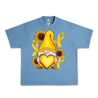Pebble Blue Childhood Cancer gnome Urban Heavy Tee - RanaPortraitStore