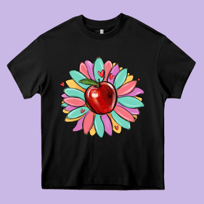 Teacher Apple Heavy Core Tee Designed By Maliassmallbusiness