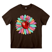 Chocolate Brown teacher apple Heavy Core Tee - MaliasSmallBusiness