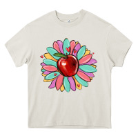 Cream teacher apple Heavy Core Tee - MaliasSmallBusiness