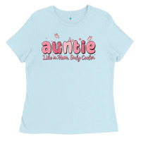 Baby Blue auntie like a mom only cooler Ladies Tee - MaliasSmallBusiness