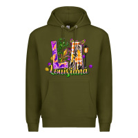 Army Green Louisiana LA Mardi Gras Premium Hoodie - FaDigitalArtStudio