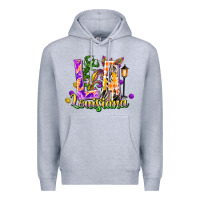 Heather Grey Louisiana LA Mardi Gras Premium Hoodie - FaDigitalArtStudio