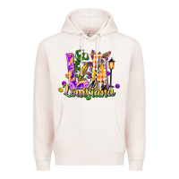 Pale Pink Louisiana LA Mardi Gras Premium Hoodie - FaDigitalArtStudio