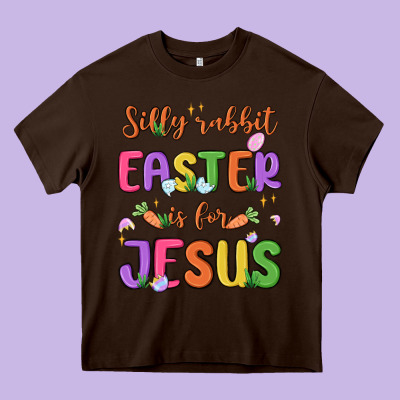 Silly Rabbit Easter Is For Jesus Heavy Core Tee Designed By Maliassmallbusiness