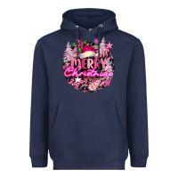 Navy pink merry christmas Heavyweight Hoodie - FaDigitalArtStudio